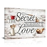 Derkymo Leinwandbild, Wandkunst, Heimdekoration, 'The Secret Ingredient is Love', 40,6 x 61 cm