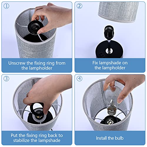 Becomrock Bedside Table Lamp For Bedroom - 3 Way Touch Dimming Table Lamp, Nightstand Lamp With 2 Usb Port, 1 Outlet And Grey Shade, Suitable For Living Room, Bedroom (Bulb Included) #TOP5