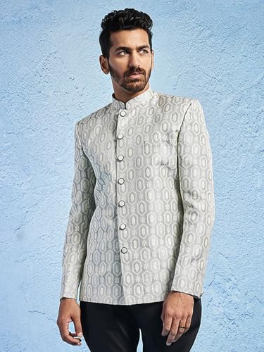 Image of VASTRAMAY Men's Jodhpuri - Silk Blend Jacquard Jodhpuri for Men.