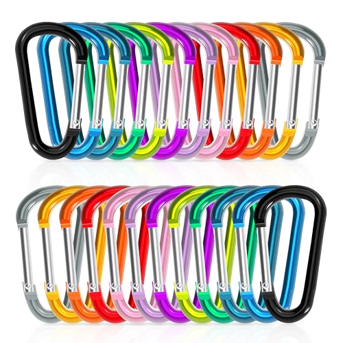 Zalava Aluminum Carabiner Clip D Ring, 24PC Keychain Clips Spring Snap Hook,Small Carabiners Set for Outdoor Camping Fishing Hiking Car Keychain
