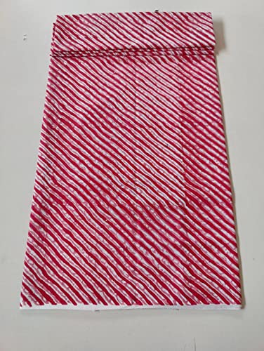 Image of Floral Printed Cotton Fabric Cloth Hand Block Print Fabric Women Material Running Jaipuri Hand Block Printed Women Dress Material Kurtis Natural 44 inch Inches Width 2.5 Meter (Pattern 34)