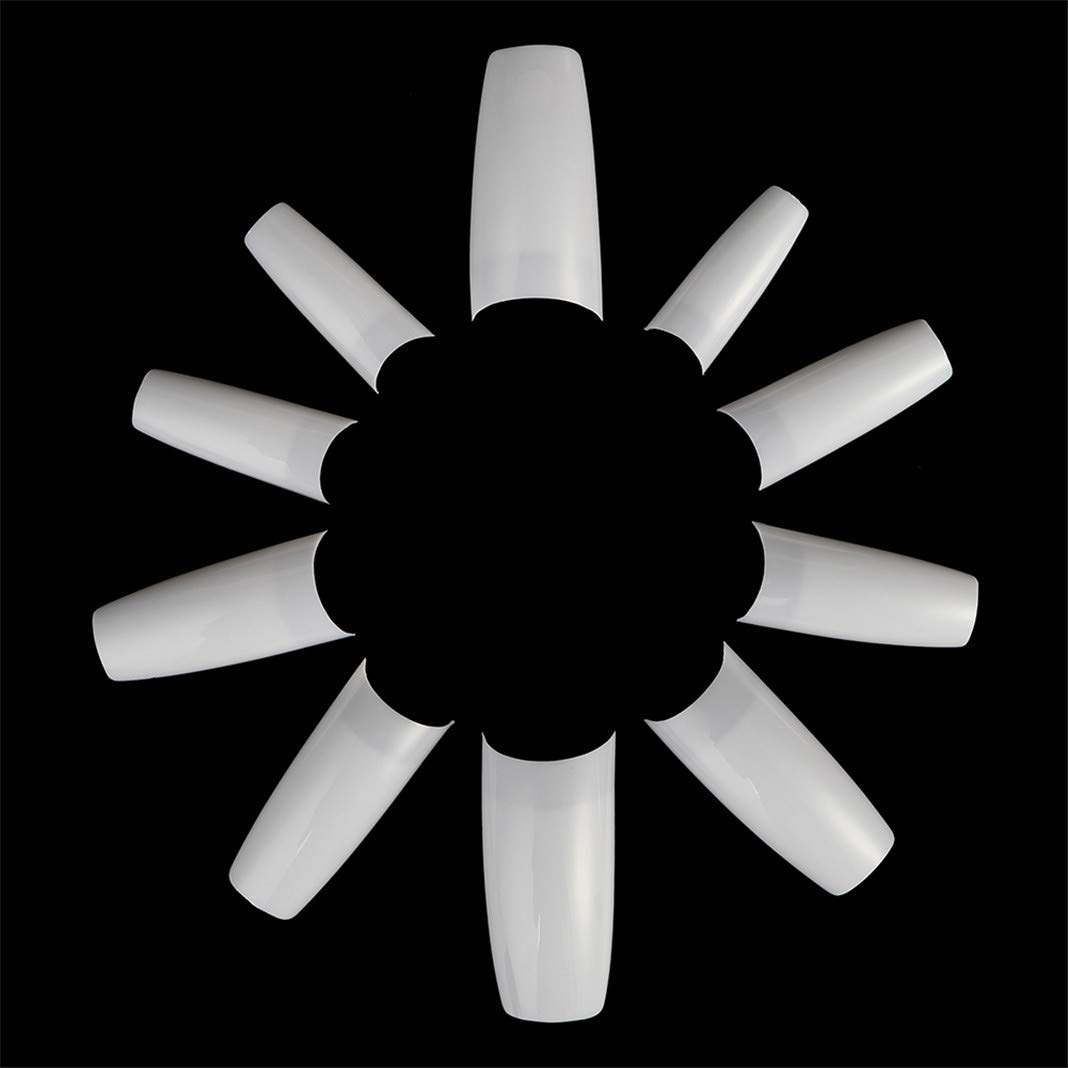 500pcs White Lady French Style Acrylic Artificial Tip Nails False Nail Tips Fake Nail 10 Sizes for For Nail salon and Nail Shop