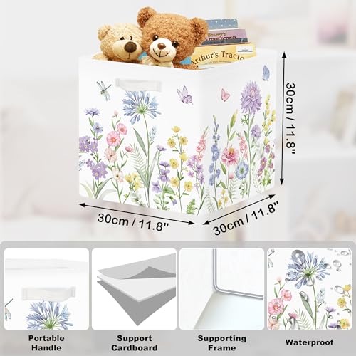 Boîtes de rangement jardin floral coffre à jouets fille papillon fleurs pastel