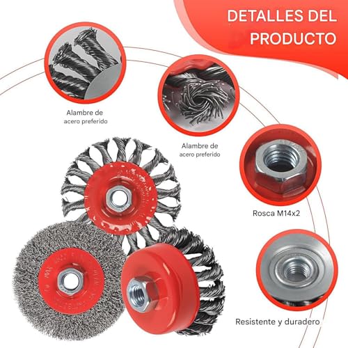 Amoladora angular con disco de alambre para pulido y mantenimiento industrial 4
