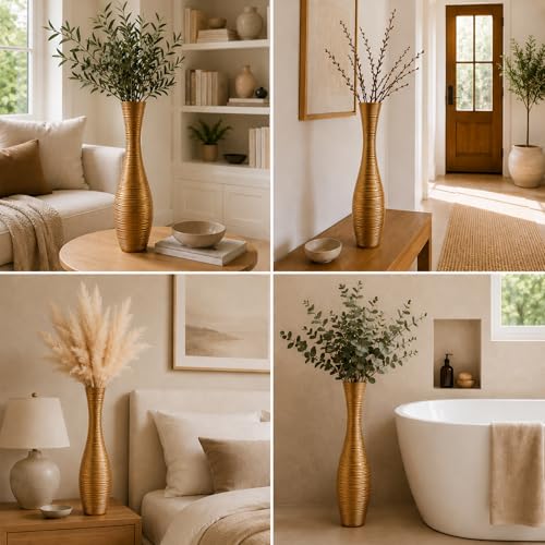 Image of Leewadee Large Floor Vase 20 inches Polyresin for Pampas Grass, Dried Flowers
