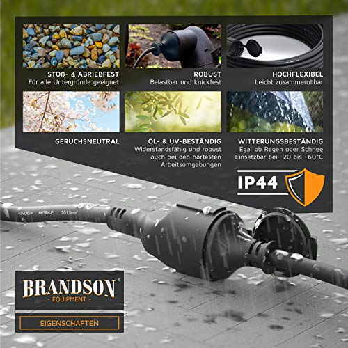 Brandson - Verlängerungskabel Outdoor 3500 W - 3 adrig - Einsatz für den Außenbereich - 20m Meter - IP44 mit Schuko Stecker - Verlängerung Stromkabel – 230 V – mit Schutzkappe - Elektrokabel außen - Image 5
