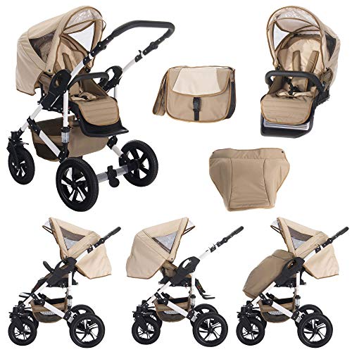 Bebebi Florida | 3 in 1 Kombi Kinderwagen Set | Hartgummireifen | Farbe: Flocream
