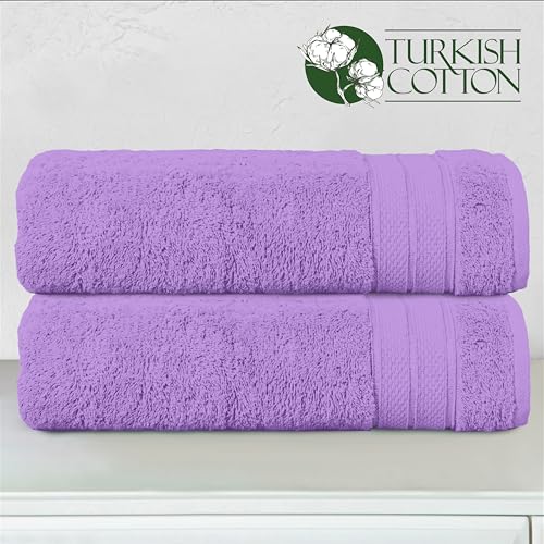 Image of Elegant Comfort Three Line Popcorn Towel Set for Bathroom 27 x 54 inches, Premium Hotel Quality 2-Pack Bath Towels, 100% Turkish Cotton, Soft and Durable, Quick Dry and Highly Absorbent, Lavender