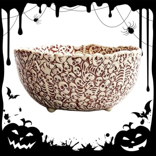 Cuenco Decorativo Calavera | Decoración Escritorio Halloween | Cuenco Multiusos Mesa | Para Propietarios Inquilinos Mujeres Hogar Apartamento Salón Dormitorio Estudio Estantería Mesita De Noche