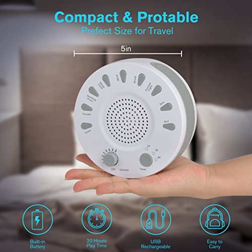 White Noise Machine, Portable Sleep Sound Therapy Machine with 3 Timers & 9 Natural Sound Options for Baby Kids Home Office Bedroom Travel Sleep Timer - Image 3