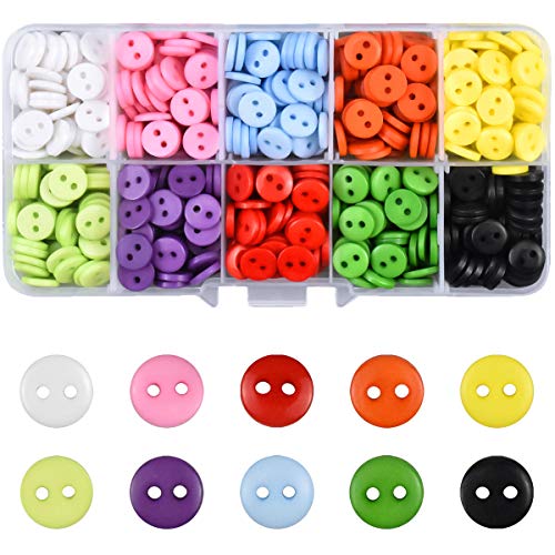 750 Piezas Botones Redondos de Colores para Costura, DIY Manualidades y Decoración Botones de Resina con 2 Agujeros Caja de Plástico para Almacenamiento Ideal para Coser Artesanía Ropa