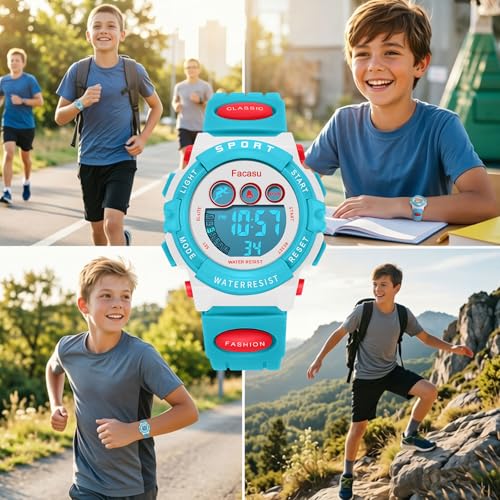 Image of Kids Watch Digital for Boys-Waterproof Kids Sports Watch with Light, Alarm&Snooze,Stopwatch Military Design Silicone Band Gift for Birthdays,Christmas Outdoor Activities(8+ Years)