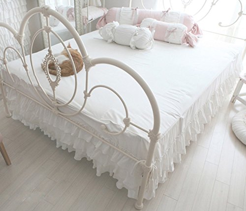 Jupe de lit blanche triple epaisseur anti-poussiere 150x200 pour habiller et masquer le sommier - 3