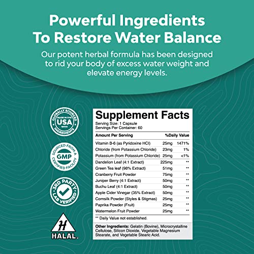 Water Retention Pills For Women And Men - Fast Acting Easy To Take Water Away Pills Maximum Strength Formula - Diuretic Pills For Water Retention Kidney Support And Bloating Relief For Women And Men #TOP2