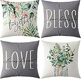 Onerisly Spring Pillow Covers 18x18, Love Bless Eucalyptus Leaves Throw Pillow Covers, Spring Decora