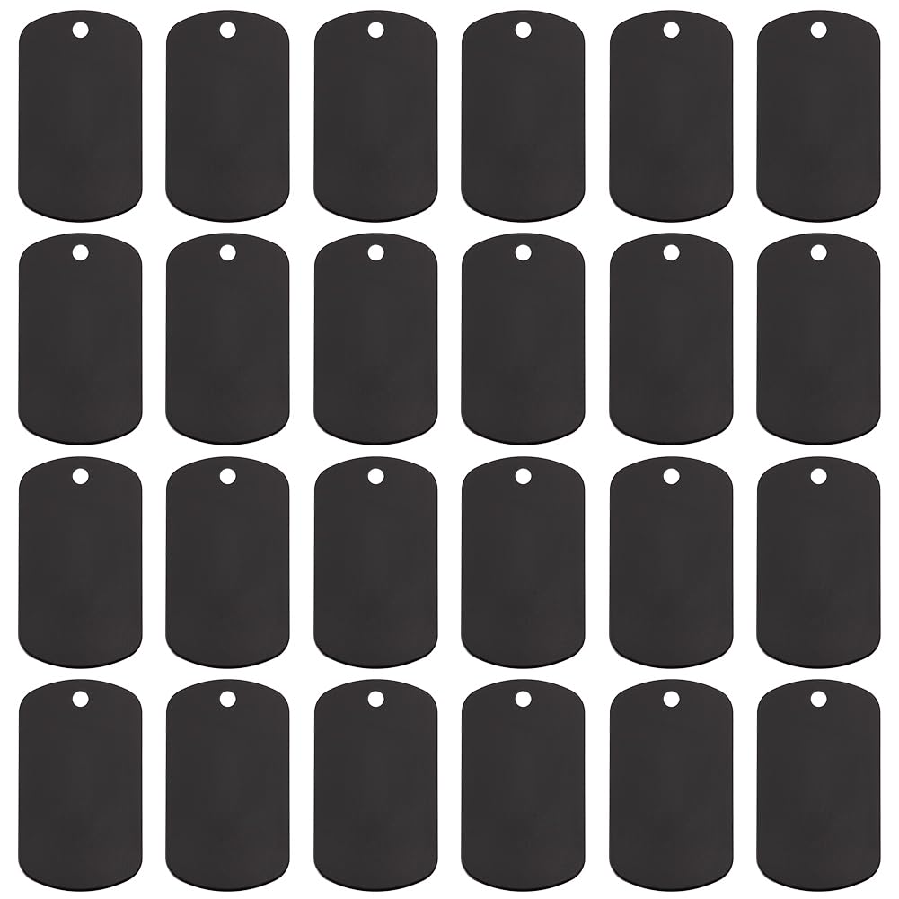 BENECREAT 100pcs Aluminum Stamping Blanks, Rectangle Stamping Tag Blank Black Dog Tag Laser Engraved Tags for Necklace Bracelet, DIY Keychains, Pets Tags Project, 2x1