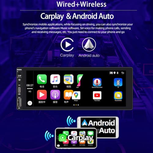 Radio para auto con pantalla táctil 6.9" Bluetooth CarPlay miniatura 2