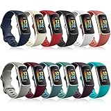 OMEE [12-Pack] Bands Compatible with Fitbit Charge 5 Bands Women Men Soft Silicone Sport Replacement...
