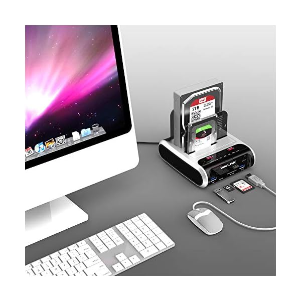 Festplatten Dockingstation, WAVLINK USB Festplatten Docking Station Offline Klonfunktion für 2,5 Zoll & 3,5 Zoll SATA HDD SSD, Unterstützt TF & SD Karte und USB-Aufladung – Bild 5