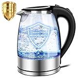 Hervidor Agua Electrico,2000W+ 1.8L, Hervidor Agua Cristal,Lluminación LED,Protección Contra la Ebullición en Seco. Libre de BPA.Pava Electrica,Hervidor de Agua de Cristal,Hervidor de Agua Cristal