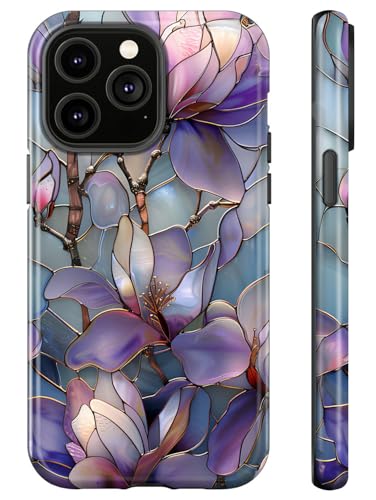 for iPhone 16 Pro Max Case,Purple Lotus with Glass