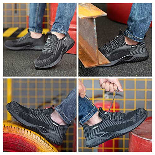 Image of Furuian Steel Toe Work Shoes for Men Women Safety Construction Sneakers | Puncture Resistant Protection Work Shoes, Non-Slip, Lightweight, Sports Style, ASTM Certified, for Industry