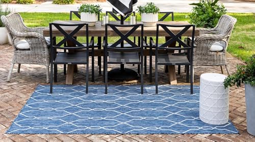 Tapete Outdoor Lattice 5'3 x 8' Azul Indoor/Outdoor miniatura 4