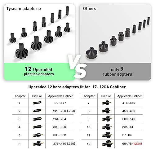 Tyseam Green Laser Bore Sighter Kit With 2 Sets Of The Adapters For .17 To 12Ga Caliber Rifle, Pistols, Handgun Universal Hunting Bore Sighter Kit With Press Switch & Batteries #TOP2