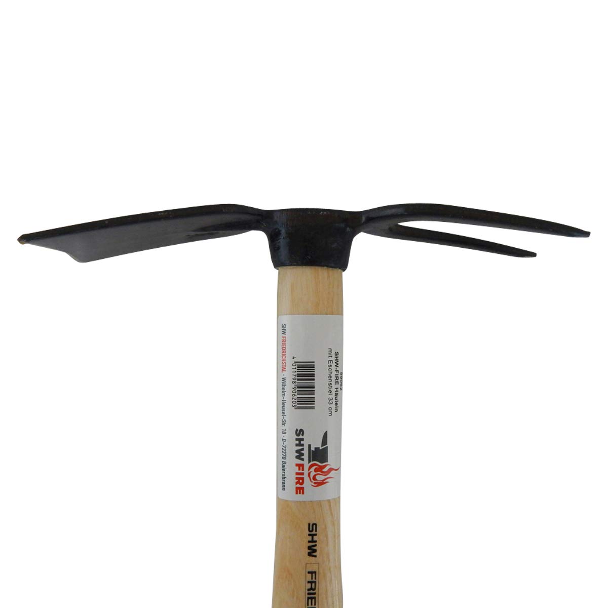 SHW-FIRE Azada combi – Hoja ancha y 2 dientes, mango de madera de fresno 33 cm | Fabricado en Alemania, para jardinería y labranza, calidad de forja, hoja autoafilable, mango de madera de fresno de 33 cm