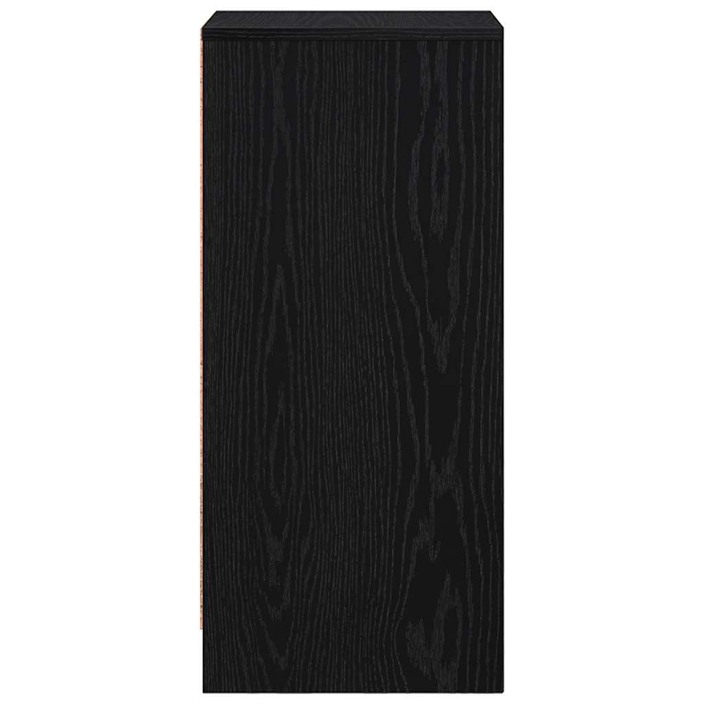Aparador fácil de limpiar para almacenamiento de cocina y salón con placa superior fija y construcción estable en aspecto de roble negro