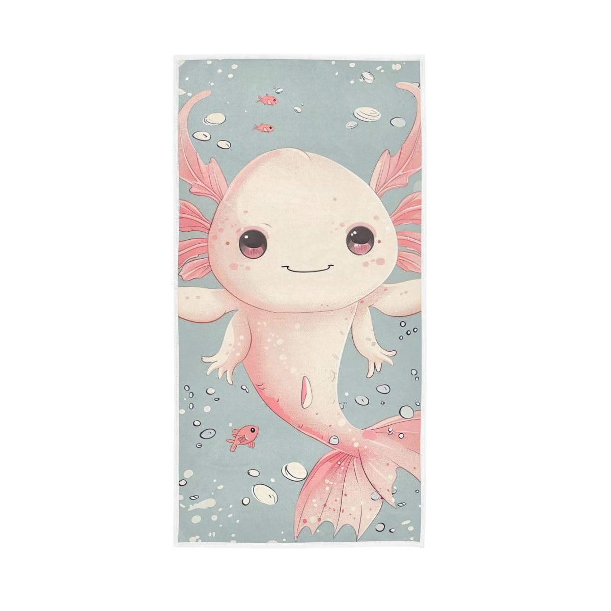 LSRCPD Cartoon Pink Axolotl Underwater Hand Towel, 15 x 30 Inches, Soft Highly Absorbent Towels for Bathroom Gym Hotel