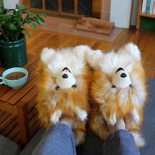 Pomeranian Slippers for Women and Men - Fuzzy Plush Dog Slippers for Adults2