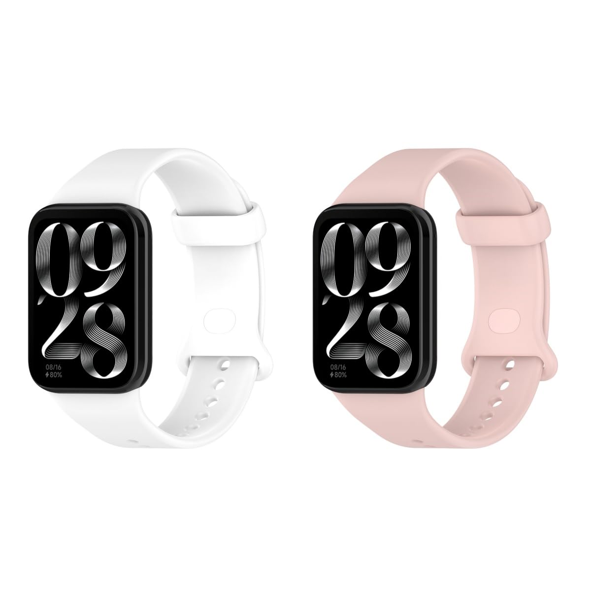 2 Pack Replacement Straps Compatible with Xiaomi Smart Band 9 Pro Strap, Soft Silicone Sports Watch Strap Wristbands for Women Men (White+Pink)