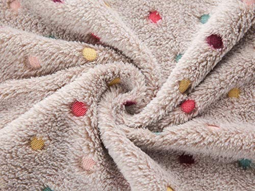 1 Pack 3 Blankets Super Soft Cute Dot Pattern Pet Blanket Flannel Throw for Dog Puppy Cat Beige/Brown/Pink Small - Image 6