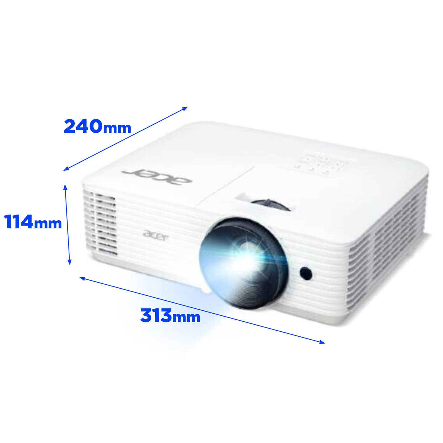 Acer H5386BDi DLP Beamer (HD Ready (1.280 x 720 Pixel) 5.000 ANSI Lumen, 20.000:1 Kontrast, 3D, Keystone, 1x 3 Watt Lautsprecher, HDMI (HDCP)) Weiß, Home Cinema