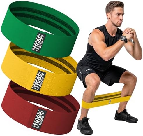 Tribe Lifting Fabric Resistance Bands for Legs - Workout Bands Re...