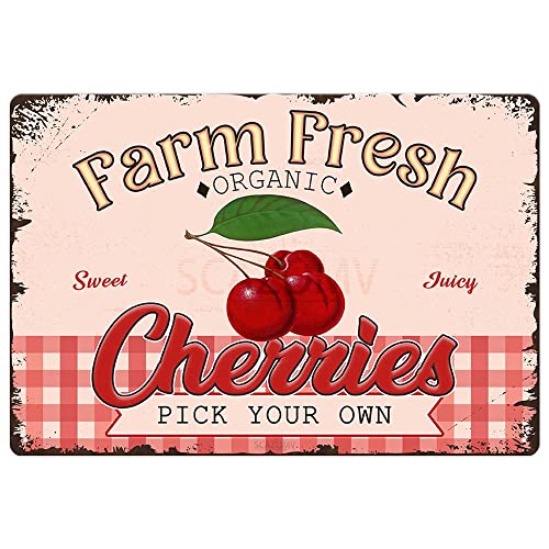 Farm Fresh Sweet Juicy Cherries Vintage Metal Tin...