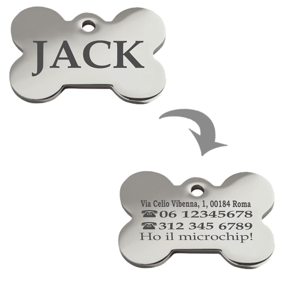 Medaglietta Cane Personalizzata Ibera - Forma Zampa, Alluminio, Incisione Laser, Fino A 4 Righe - Foto 8