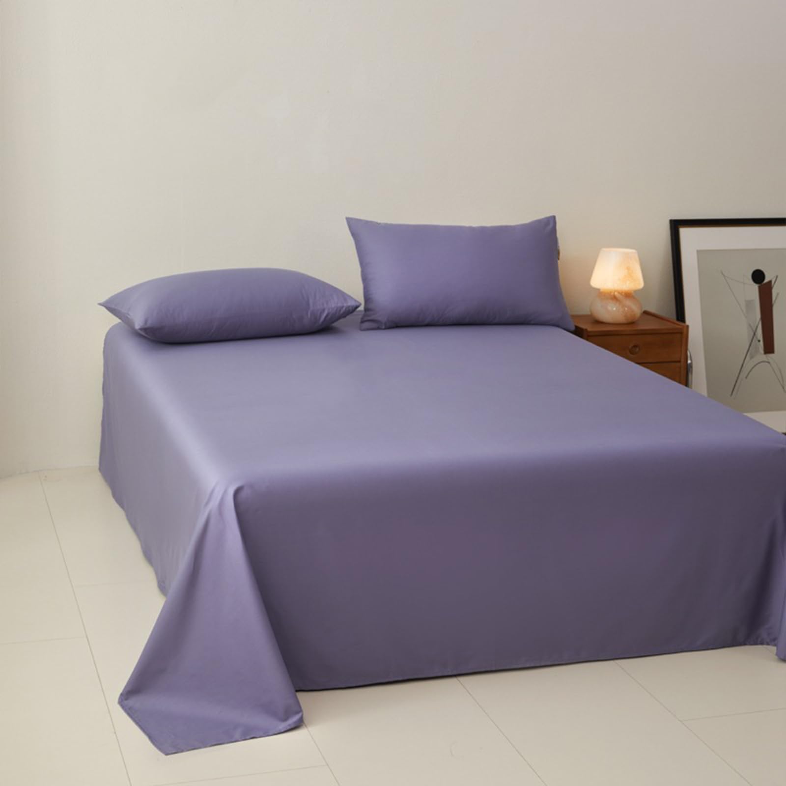 Bettlaken 230x260cm Grau | Baumwolle,Einfarbig,Bettlaken für Doppelbetten,mit 2 x Baumwolle Kissenbezug von 50 x 75 cm,Ganzjahres,Weich & atmungsaktiv
