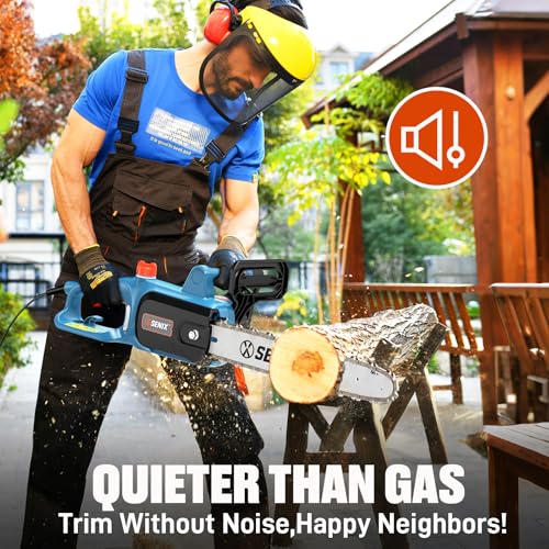 SENIX Electric Chainsaw, 14" Corded Chainsaw,10 Amp Chain Saw for Wood Cutting, Tree Trimming, Garden Tool for Pruning, Branch Cutting, Yard, Fathers Day Gift for Men,Gardener, CSE10-L by SENIX - Image 7