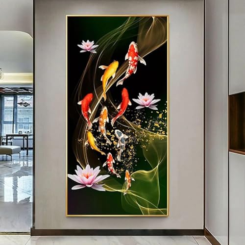 Toile carpe koi rouge 70x165cm : la solution pour grands murs vides