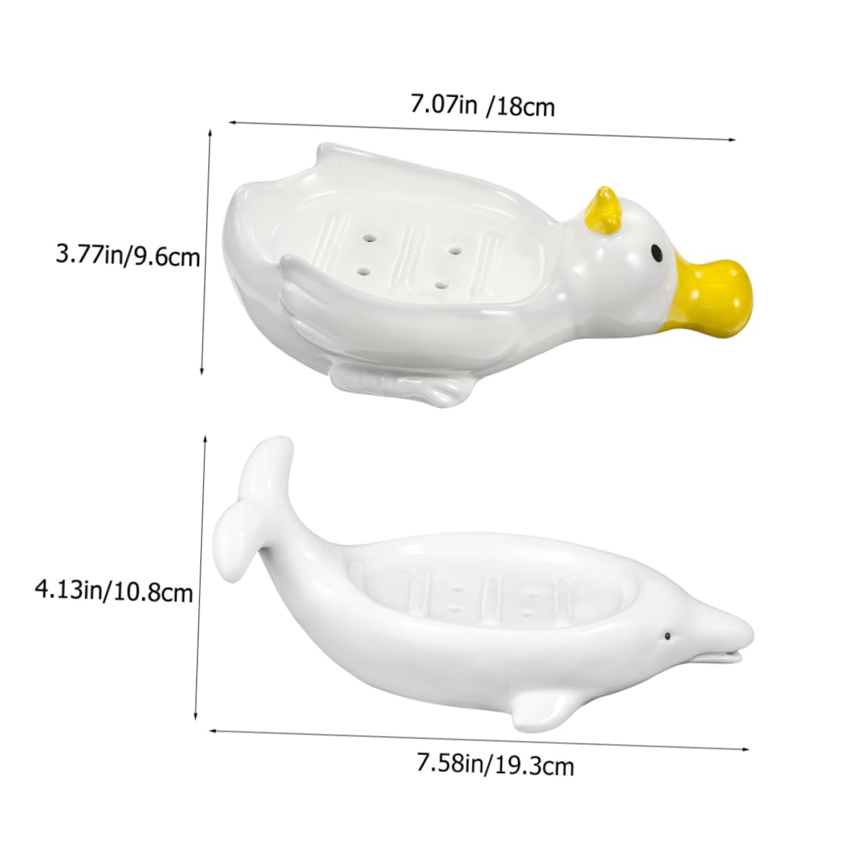 Jabonera de Cerámica Animal Marino 2 Piezas Drenaje para Baño