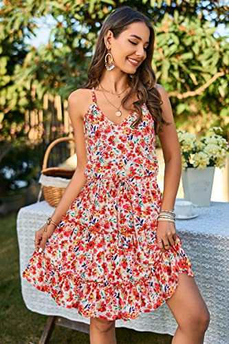 Image of Newshows Women's Summer Casual Dress Cute A Line Ruffle Hem Flattering Fit Beach Vacation Sundress
