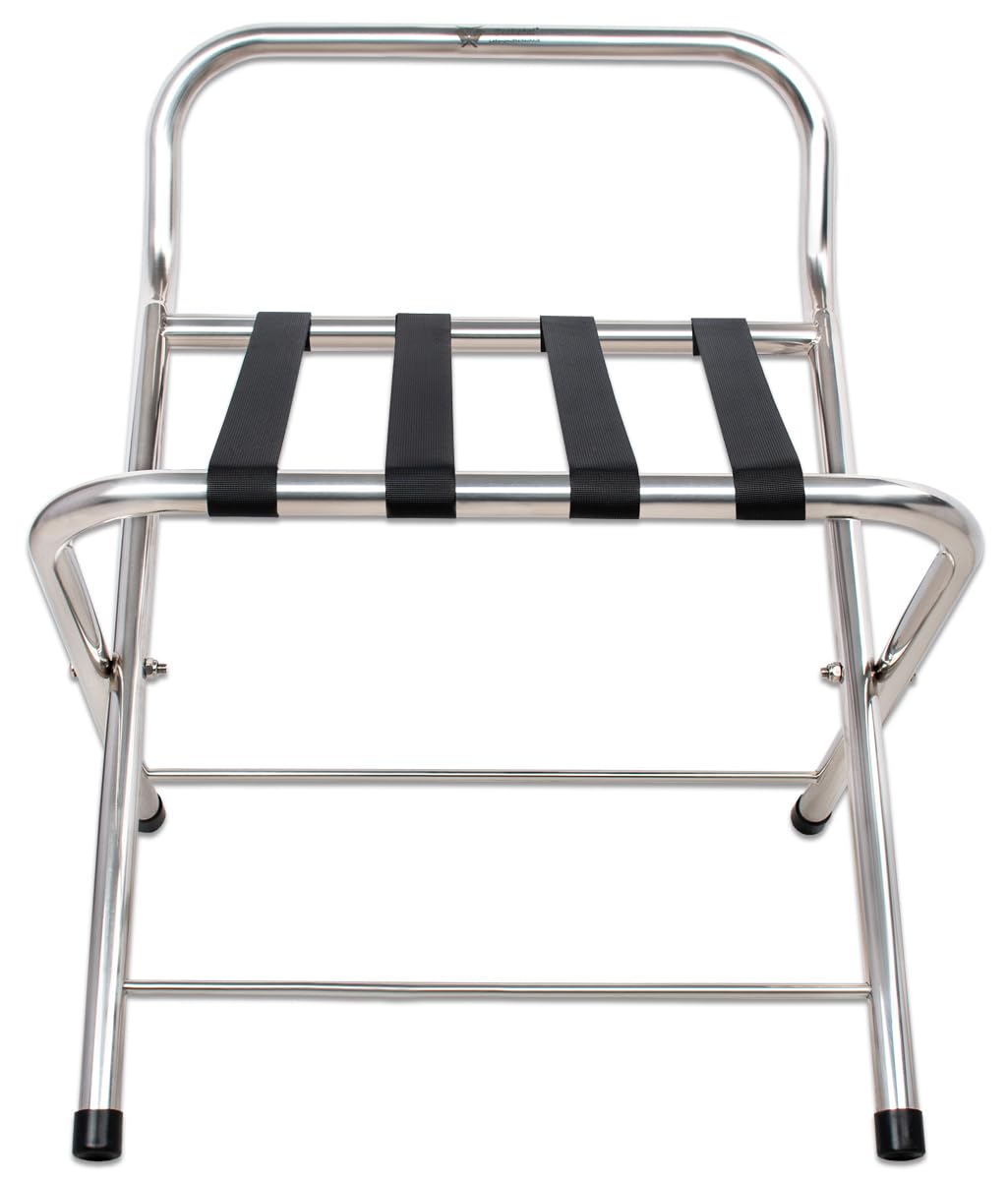 Beeketal Kofferständer KSB-50 Edelstahl Klappbar | Robuste Gepäckablage für Hotel, Pension & Gästezimmer | Kofferhalter bis 50 kg Tragkraft | Fertig montiert & Platzsparend (55x50x62 cm)