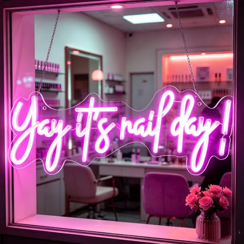 Image of Yay It's Nail Day Neon Sign for Wall Decor 16.5x6.3In