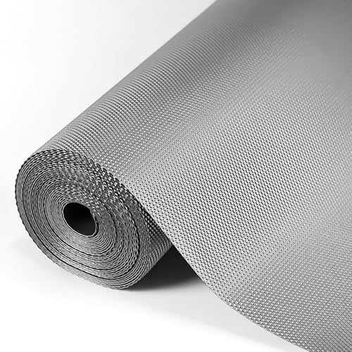 Hersvin Drawer Liners Shelf Mats 60cmx500cm Kitchen Cabinet Shelves Non-Adhesive Protective Lining EVA Plastic Oil-proof Non Slip Cupboard Shelving Protector (Silver Gray Diamond)