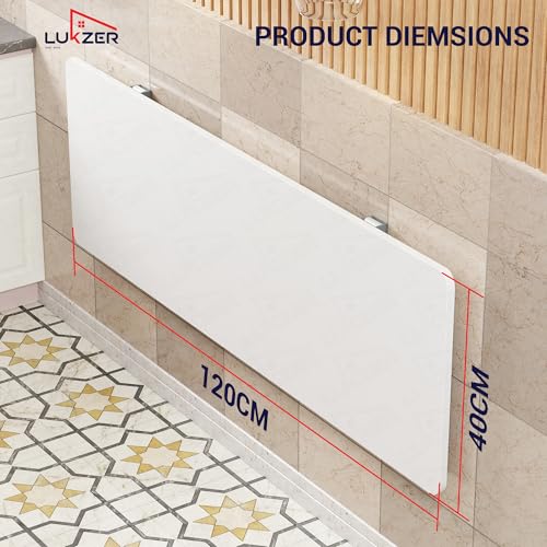 Image of Lukzer Engineered Wood Wall Mounted Folding Table for Kitchen, Computer, Workstations Multi Function Computer Desk Workbench (MT-001 / White /120 x 40 cm) DIY (Do It Yourself)