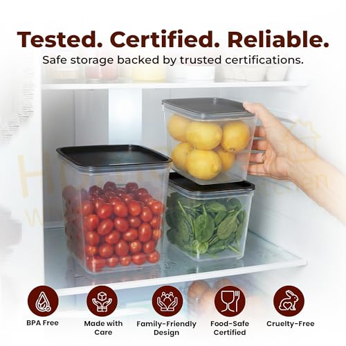 Image of Airtight Plastic Storage Containers for Kitchen & Pantry | 1100ml, 1500ml 2200ml Food Storage Boxes | Leak-Proof, Stackable (Black Transparent)