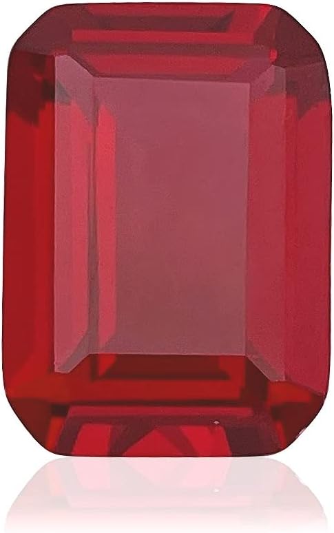 Emerald-Cut Loose Synthetic Ruby Stone Red Corundum Gemstone Cut Faceted 3A VVS (1Pcs)