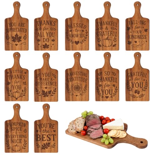 12 Pack Fall Cutting Boards Acacia Wood Mini Charcuterie Boards